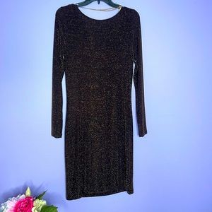 Michael Kors brown dress with gold sparkles.